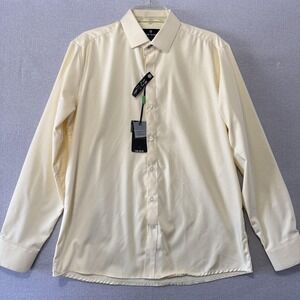 Tom Baine Dress Shirt Mens Large 16-16.5 White Stretch Slim Fit Wrinkle Free New